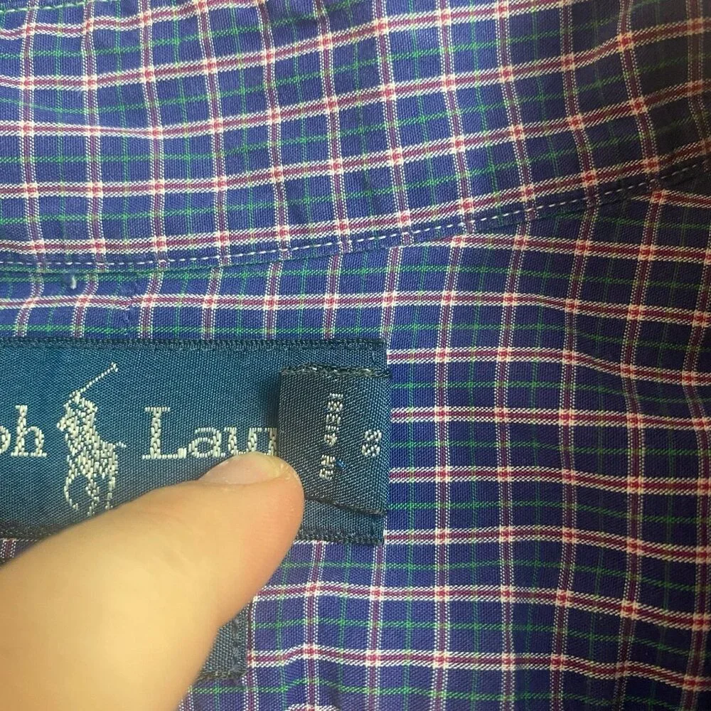 Ralph Lauren Button Down Shirt mens Yarmouth long sleeve blue size 16.5 (32/33)